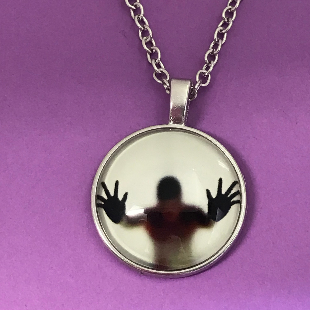 Halloween "Let Me Out!" Silver Pendant Necklace